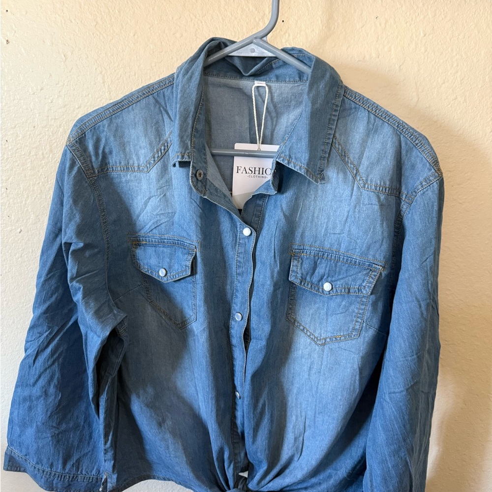 Blue Denim Button-Up Shirt